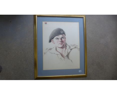 Stanley Wilson portrait of 2nd Lt George Normanton Royal Armored Corps - 61cm x 48cm