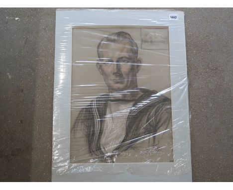 An unframed pastel portrait of a Royal New Zealand Navy Seaman - 50cm x 64cm