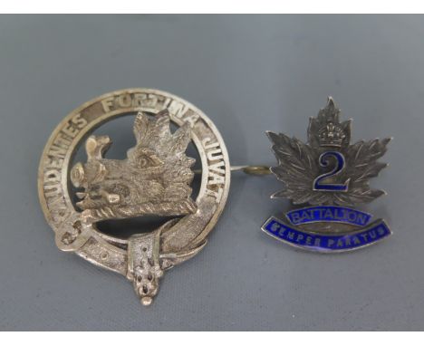 A 2nd Battalion officer’s silver and enamel collar badge by G&S Co., Regent St. London, HM 1916 (Charlton Ref. 2B-61) and a c