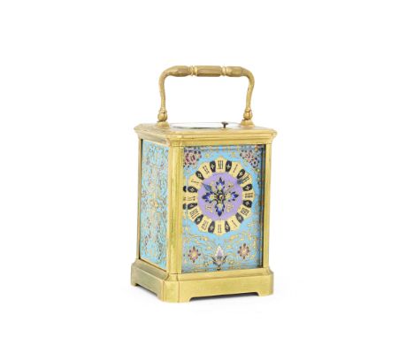 A good late 19th century French polychrome enamel decorated repeating carriage clockRetailed by Elkington &amp; Co., Paris, t
