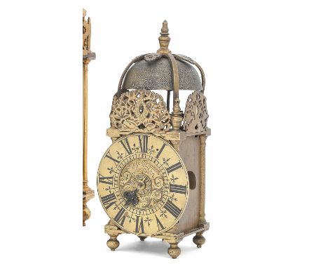 A good early 18th century miniature weight-driven lantern timepiece with alarmRobert Trippett, LodonSurmounted by a bell with