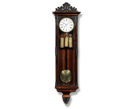 A good mid 19th century Continental rosewood grande sonnerie striking and repeating Vienna regulatorThe gong block stamped Di