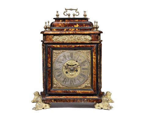 A fine and very rare early 18th century Sicilian ormolu-mounted tortoiseshell table clock with unusual double-six hour and qu