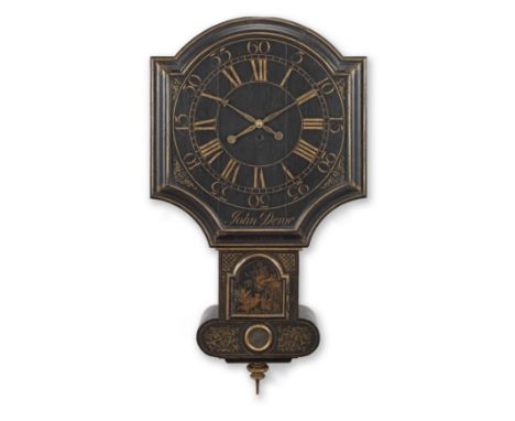 A rare late 18th century Chinoiserie decorated Tavern timepieceJohn Dewe, LondonThe 25-inch shield shaped dial with moulded f