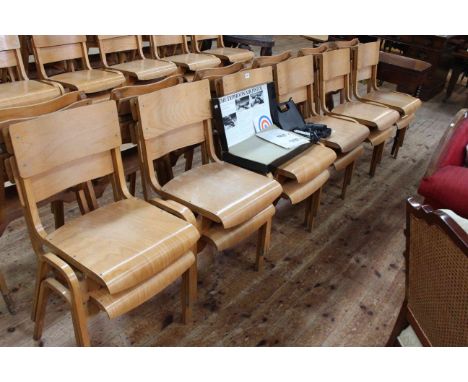 Twelve vintage Tecta (Tecta, Great Yarmouth, England) wooden stacking chairs by Stafford, 1950's.