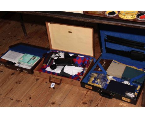 A good collection of Masonic regalia including 1984 Powlett Lodge part 9 carat gold and enamel jewel in case, Darlington silv