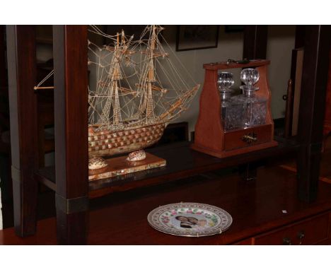 Sewing box, prints, mirrors, ship, tantalus, lamp, etc.