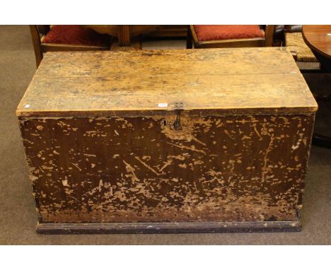 Victorian pine trunk, 57.5cm by 106.5cm by 55cm.