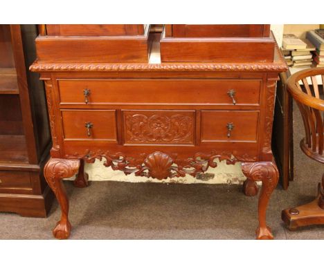 Carved Chippendale style four drawer chest, 82cm by 96cm by 47cm.