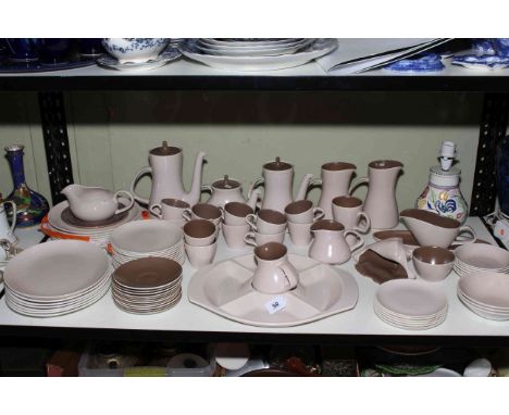 Poole Pottery table service and table lamp, approximately 70 pieces.