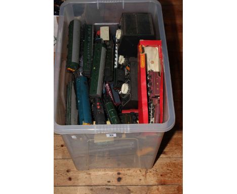 Collection of model railway engines, rolling stock, track, controllers, etc.