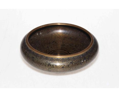 Chinese cloisonne black enamel bowl, 20cm diameter.