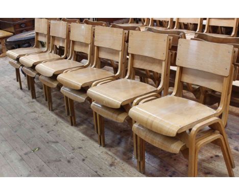 Twelve vintage Tecta (Tecta, Great Yarmouth, England) wooden stacking chairs by Stafford, 1950's.