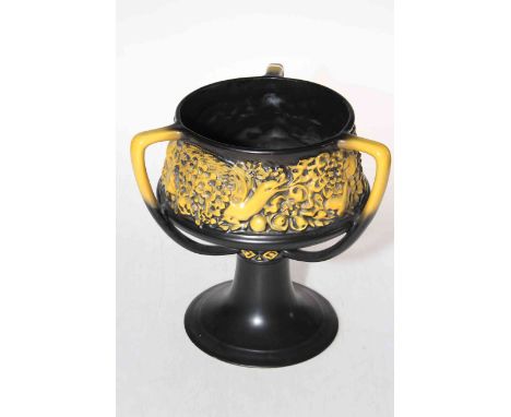 Wilkinson Clarice Cliff three handled loving cup, printed marks and no. 7901, 22cm (restored handle).