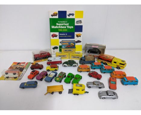 A collection of Dinky, Corgi and Matchbox vintage diecast model cars, some boxed to include a Dinky, Volkswagen 1600 TL Fastb