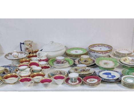 Mixed 19th/early 20th century ceramics to include cups and saucers having Meissen marks, together with other items, Location: