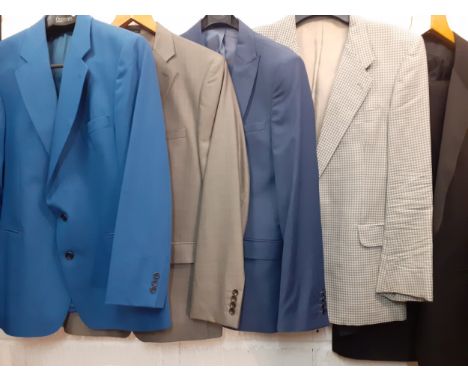 A group of late 20th Century/early 21st Century gents clothing and vintage scarves to include an Odermark mid blue jacket, a 