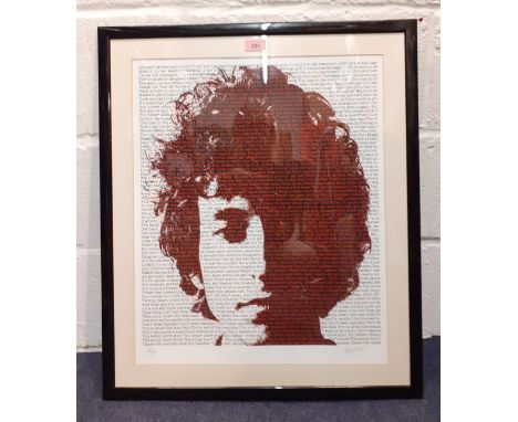 A Bob Dylan limited edition print No:48 of 50, signed Pete O'Neil to the right hand corner, 28" x 24½", mounted in a black fr