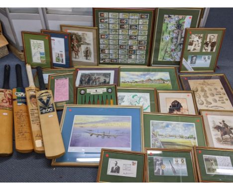 A collection of mainly cricket related items to include signed Sir Donald Bradman first day covers, limited edition Jocelyn G