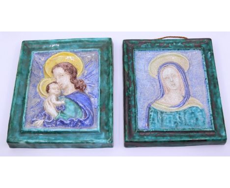 A&nbsp; pair of&nbsp; early 20th cent Goldscheider Pottery icons&nbsp;