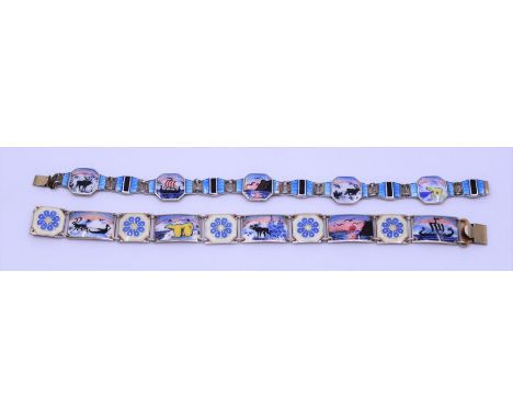 Two Norwegian silver and enamel bracelets&nbsp;