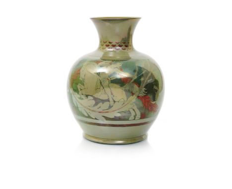 A large Pilkington's Lancastrian Pottery vase by Richard Joyce,  ovoid with flaring neck, painted with a mounted Greek hunter