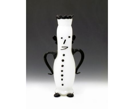 ‡ The Watercarrier (variant) a glass figural vase designed by Pablo Picasso, made by Aldo Bon, dated 1955, white glass cased 