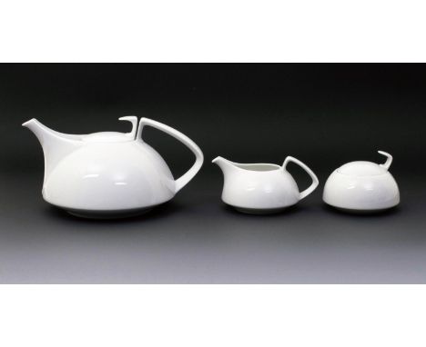 A Rosenthal Studioline TAC1 coffee service designed by Walter Gropius, glazed white,  comprising; teapot, cover and infuser, 