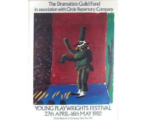 The Dramatists Guild Fund - Young Playwrights Festival 1982  a  poster designed by David Hockney,  printed by the Petersburg 