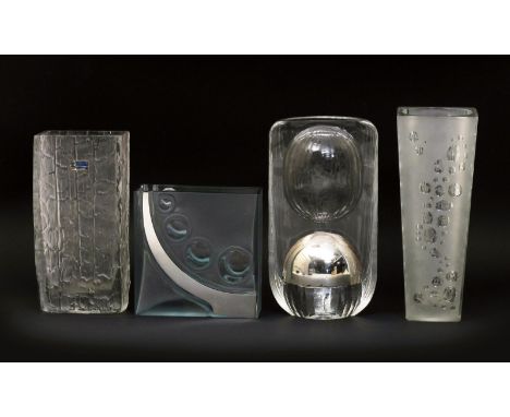 An Arch Taddei Sestini moulded glass vase, architectural form mounted with silver domed panel, and another silver mounted sla