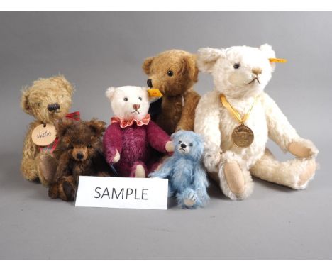 A Steiff Millennium Teddy bear, a purple Steiff Teddy bear and a number of vintage Teddy bears, various makers and designs 