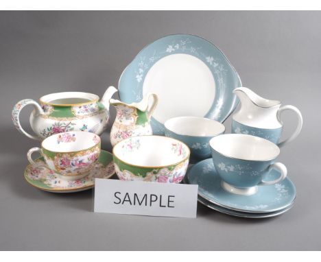 A Royal Doulton "Reflection" pattern part tea service, a Minton bone china phoenix decorated part teaset and other tea wares 