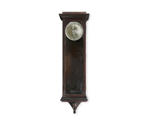 A LARGE 19TH CENTURY REGULATOR WALL CLOCK, the rectangular case enclosing a silvered metal dial inscribed 'Regulator' with tw