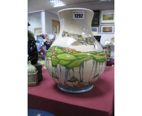 A Moorcroft Pottery Vase, painted with the 'Flying Colours' pattern, designed by Paul Hilditch, limited edition no. 32/50, sh