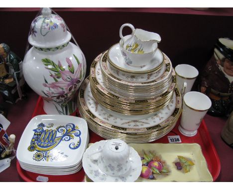 Norwegian Turi Design Side Plates, Portmeirion lidded vase, Elizabethan 'Olde England' plates, Worcester, Wedgwood:- One Tray