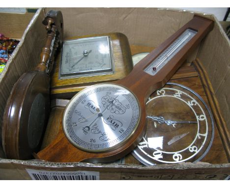 Metamec Mantel Clock, six various wall barometers:- One Box