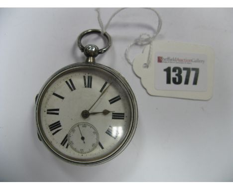 A Hallmarked Silver Cased Openface Pocketwatch, the white dial with black Roman numerals and seconds subsidiary dial, within 