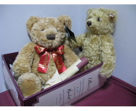 A Steiff 'Bertie' Limited Edition of 1500 Growling Bear in box, Harrod's Sam Bear.