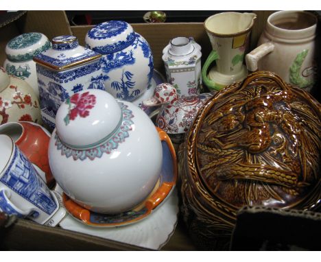 Carltonware, Cauldon, "Made In China" and Other Ginger Jars, Art Deco jugs, Portmeirion tureen, duck, etc:- One Box