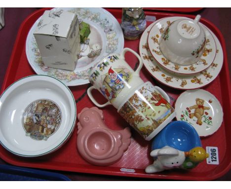 Masons "Teddy Bears" Trio, with matching pin dish, Wedgwood Rupert Bear mug, Royal Stafford Noddy Collection mug, Royal Worce