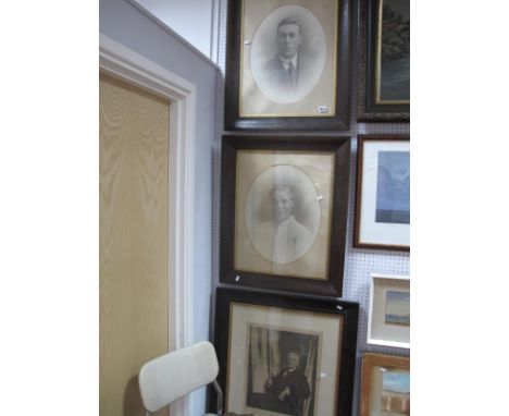 A Pair of Oval Portrait Photographs, circa 1900, signed Pam Ralty?, portrait of Sir Richard V Vassar Smith BT, all oak frames