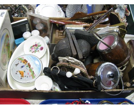 Bags and Purses, Victorian pipe rack , African hardwood bookends, tea barrels, Coalport porcelain, and other collectable's.