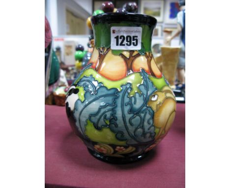 A Moorcroft Pottery Vase, painted with the 'Wynbunbury Moss' pattern, designed by Kerry Goodwin, limited edition no. 9/25, sh