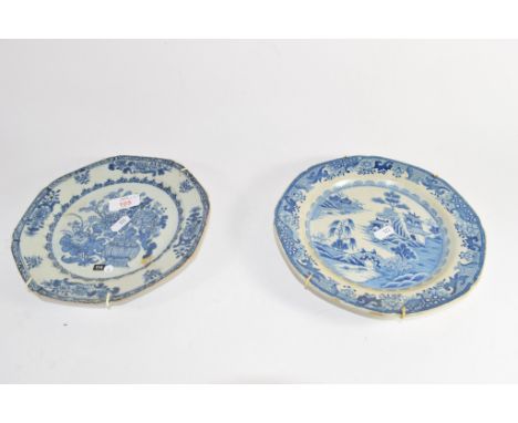 Pair of 18th century Chinese blue and white plates