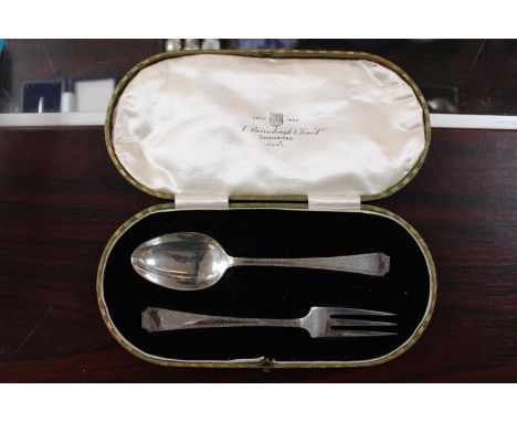 Good Quality Silver Spoon &amp; Fork Christening set Sheffield 1901 48g total weight 