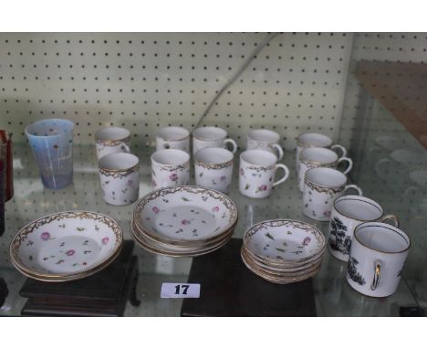 Collection of Royal Worcester Coffee cans signed J Neill 1906 and 2 Royal Chelsea Coffee cans H Fennell 