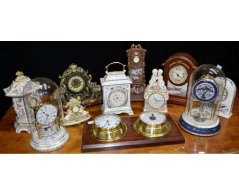 Franklin Mint collector's clocks including anniversary clock, mantel clocks etc.; others.