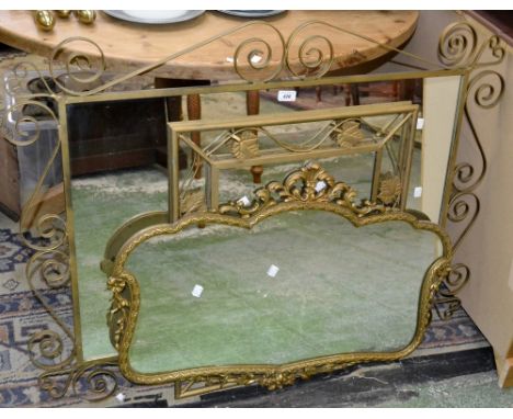 A gilt floral framed rectangular wall mirror;  others (3)