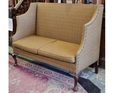 A Queen Anne style high back sofa, cabriole legs 