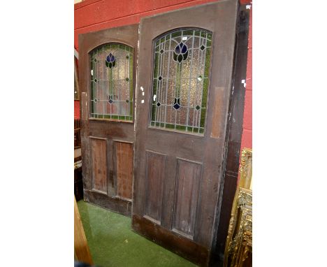 Architectural Salvage - three mahogany doors with glazed leaded lights and three mahogany panelled doors 